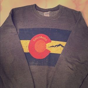 Long Sleeve Distressed Colorado Flag Sweatshirt